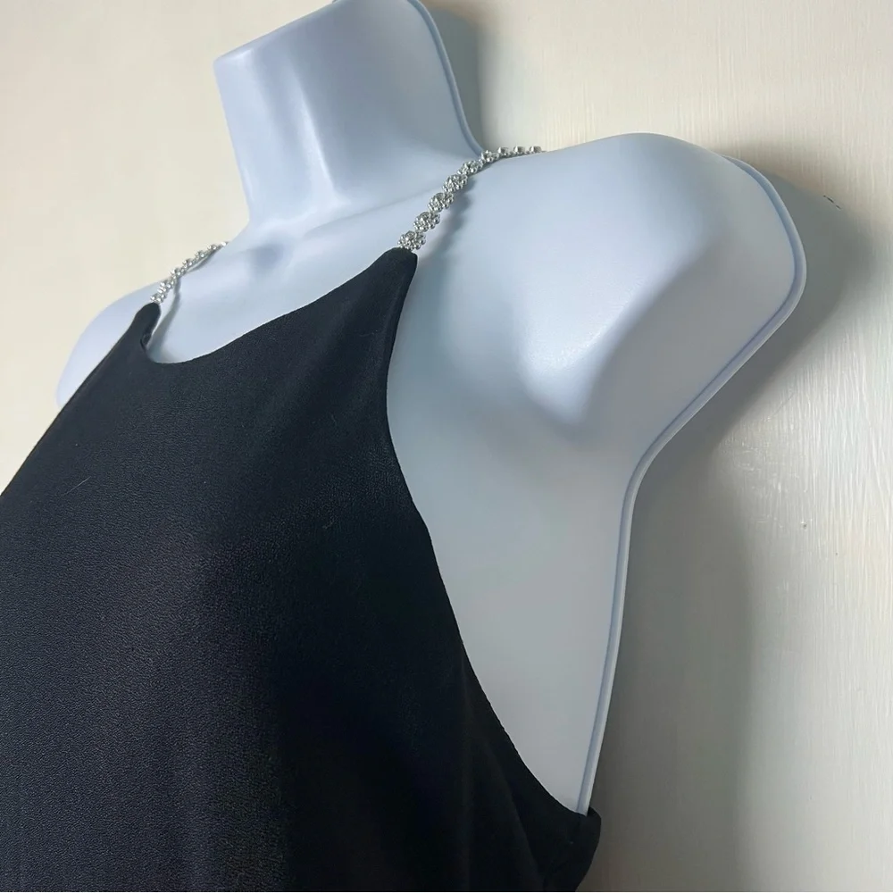 All‎ That Jazz – Junior’s VTG Black Rhinestone Strap Maxi Dress 90s – Sz. 11/12